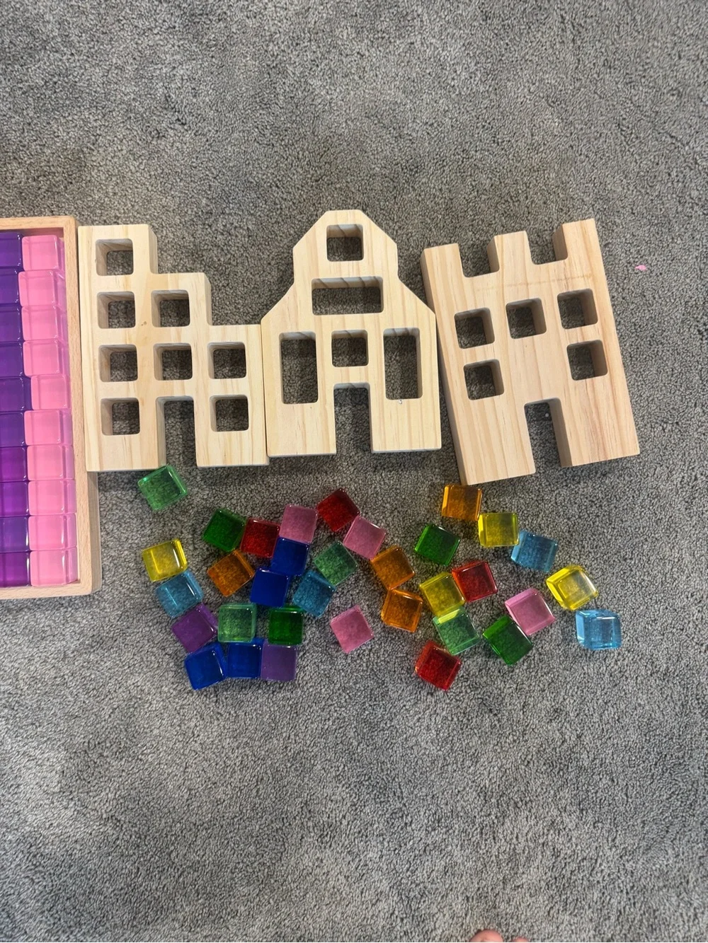 Wooden Rainbow Counting Tiles Set - Multicolor